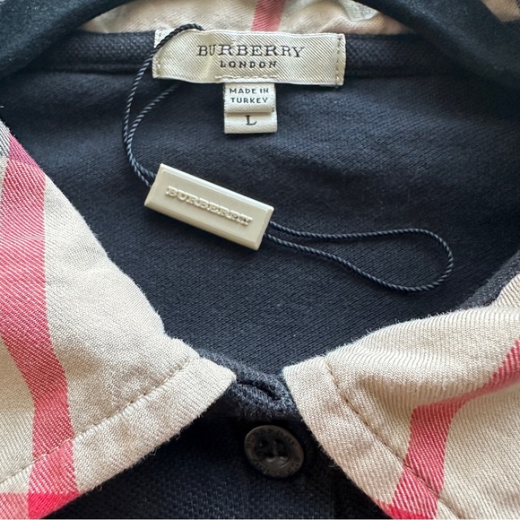 Burberry‎ London Black Polo 3/4 Sleeve Sz L - Picture 7 of 10